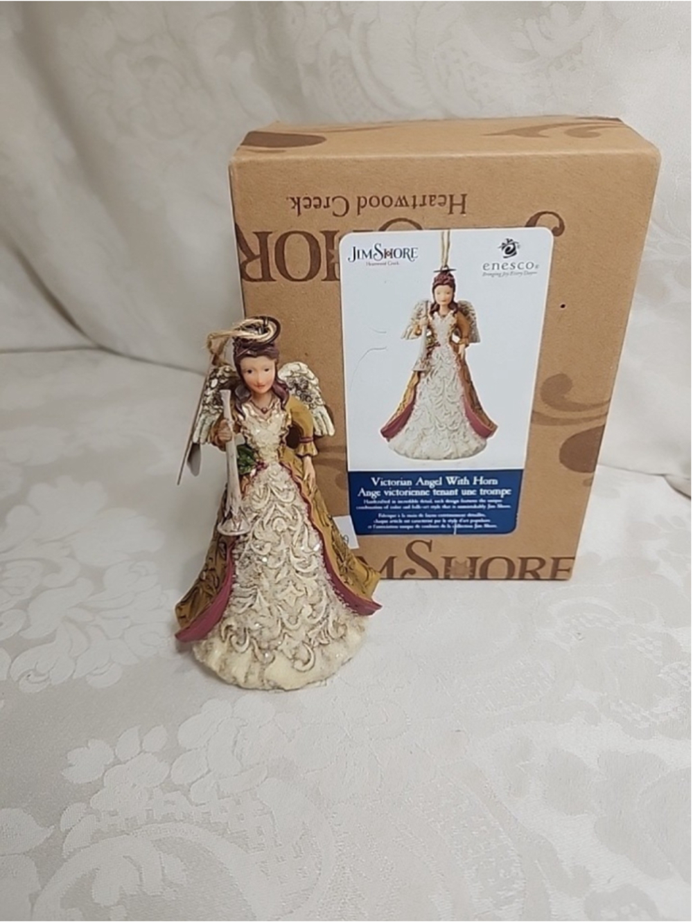 Jim Shore Heartwood Creek Enesco ANGEL With Horn Ornament 2009,NIB ESTATE FIND